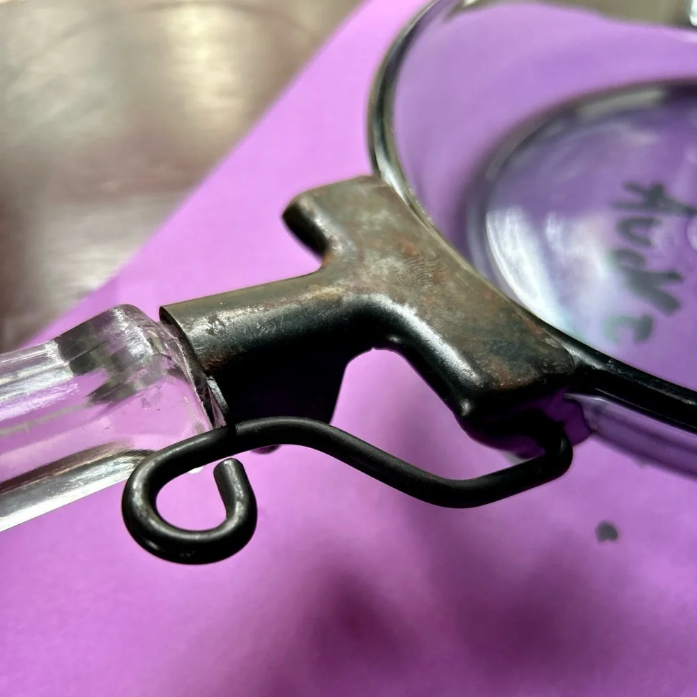 Vintage Glass Frying Pan with Metal Handle